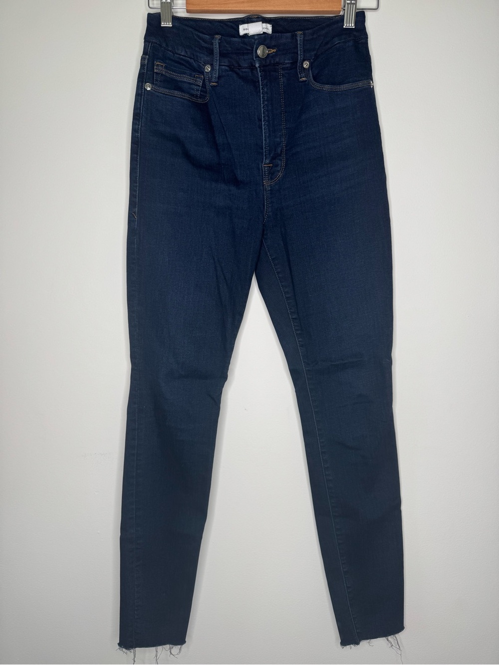 Good American Dark Indigo High-Rise Skinny Jeans size 4/27 $198
